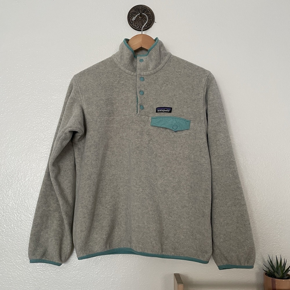 Patagonia Pullover Jacket Womens Small Gray Lightweight Synchilla Snap-T Fleece